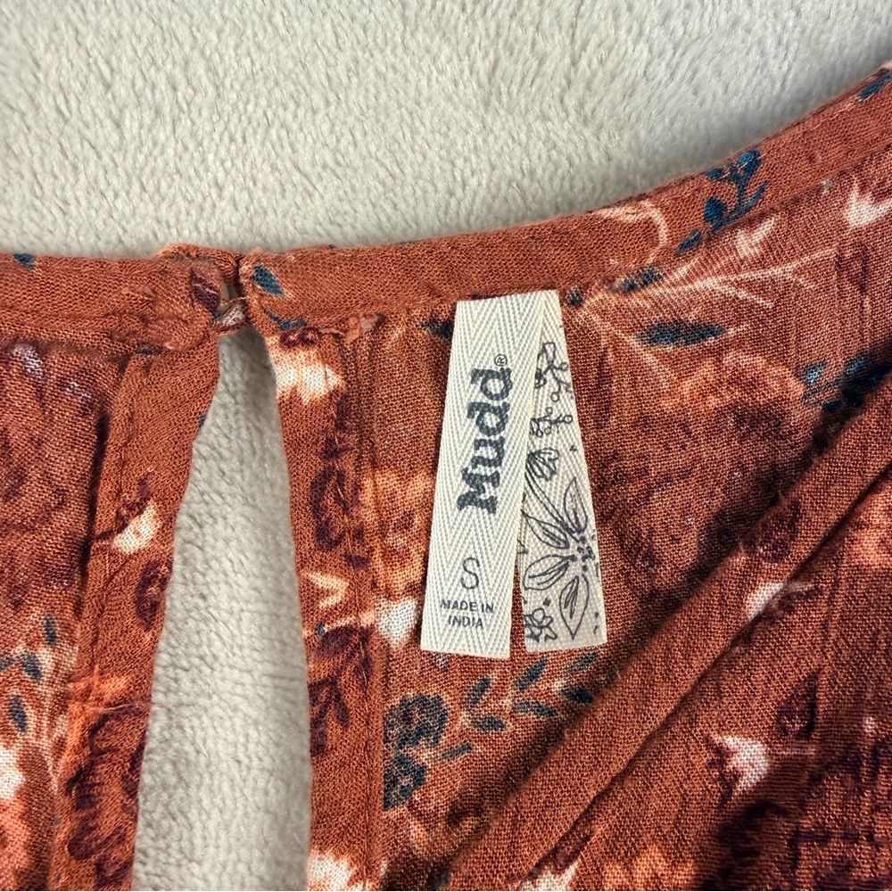 Mudd Rust Floral Boho Long Sleeve Romper Size S Cottagecore - Picture 4 of 8